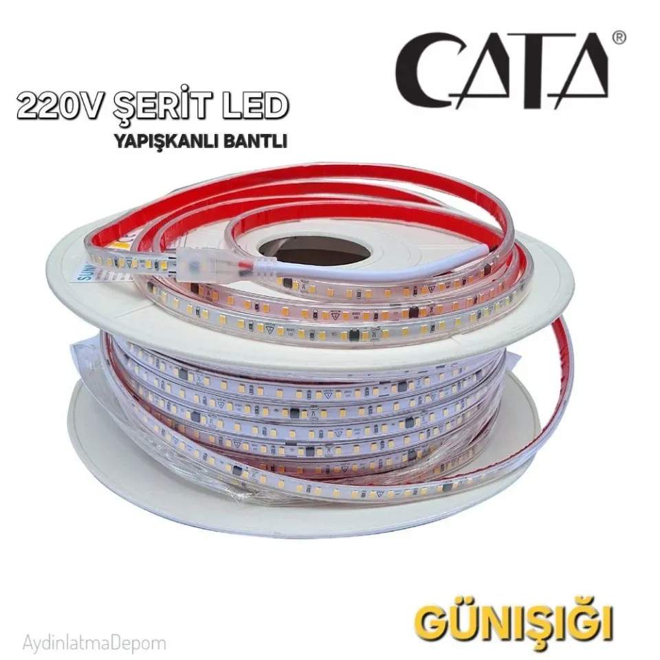 Cata 10 Çipli 220v Günışığı Şerit Led (Yapışkanlı)