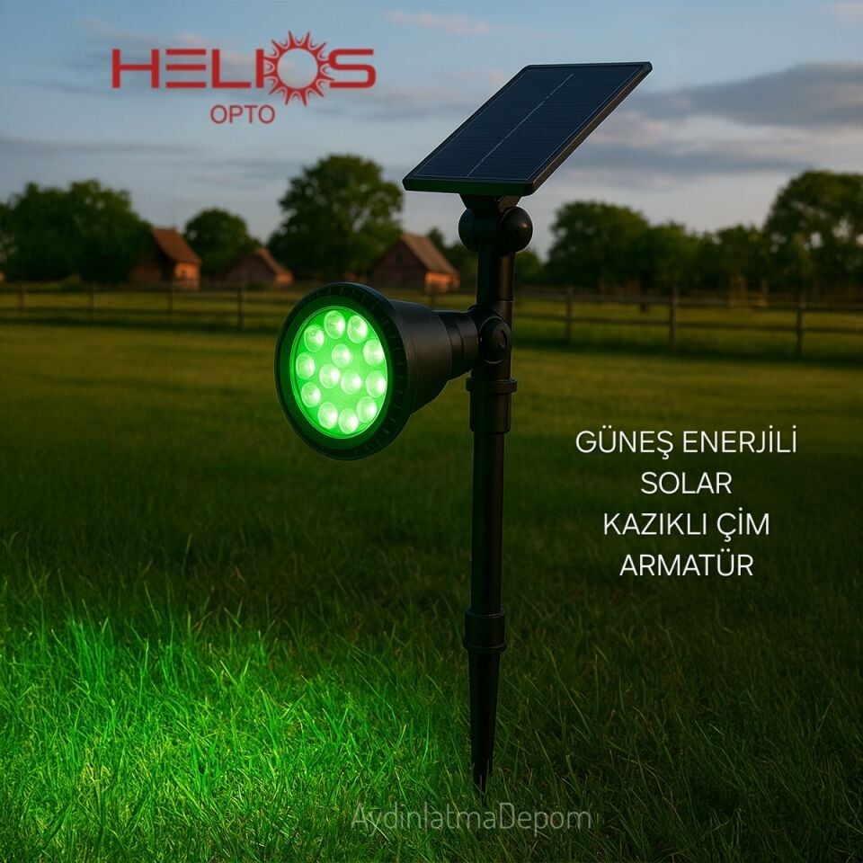 HELİOS SOLAR ÇİM KAZIK AYDINLATMA YEŞİL RENK
