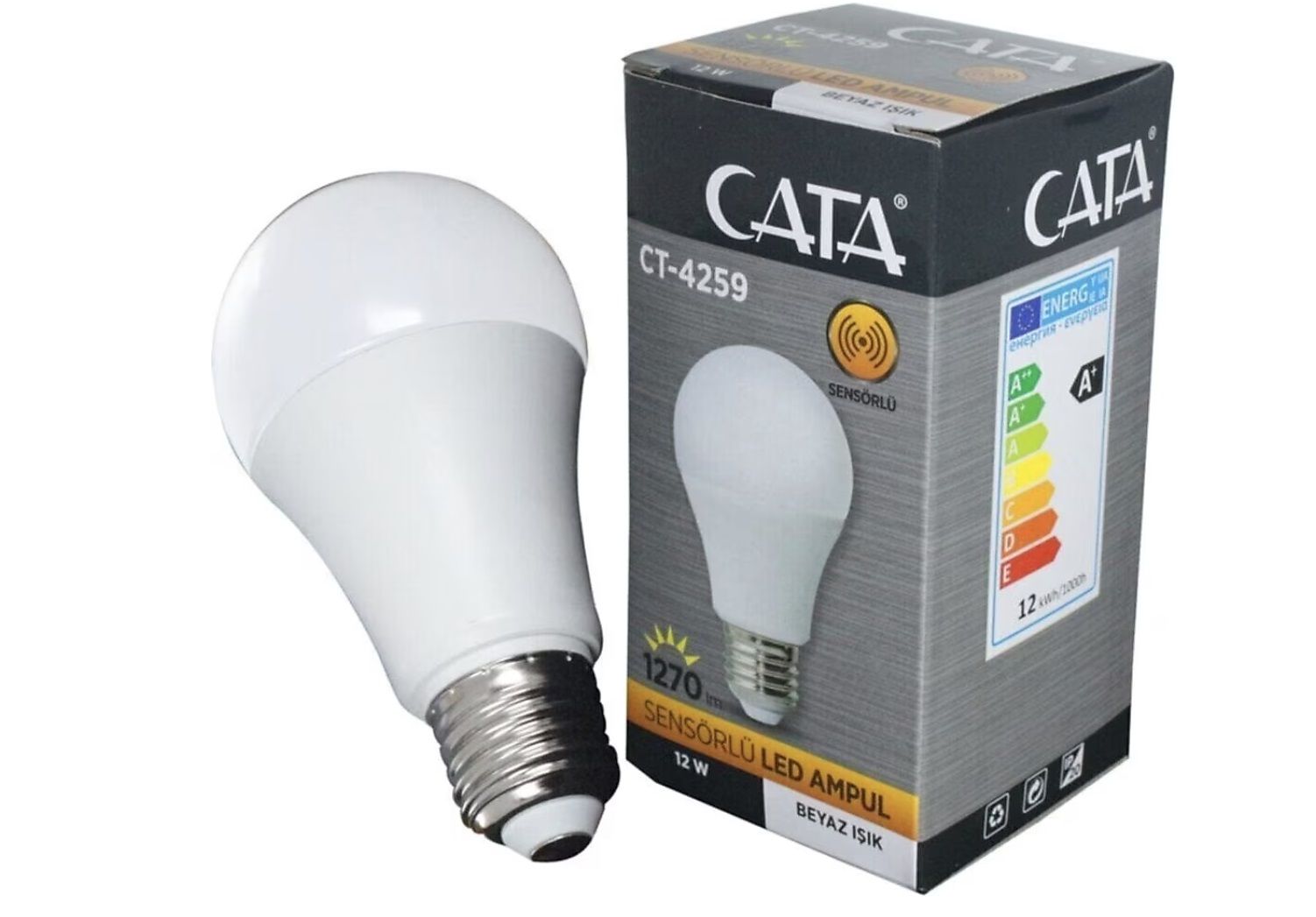 Cata 12 Watt Sensörlü Led Ampul Beyaz Işık