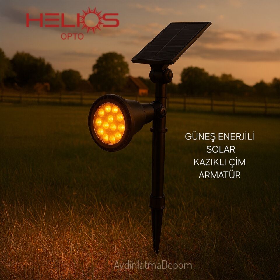 HELİOS SOLAR ÇİM KAZIK AYDINLATMA AMBER RENK