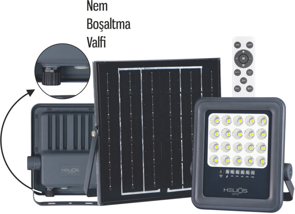 HELİOS 100 WAT IP65 SOLAR PROJEKTÖR BEYAZ