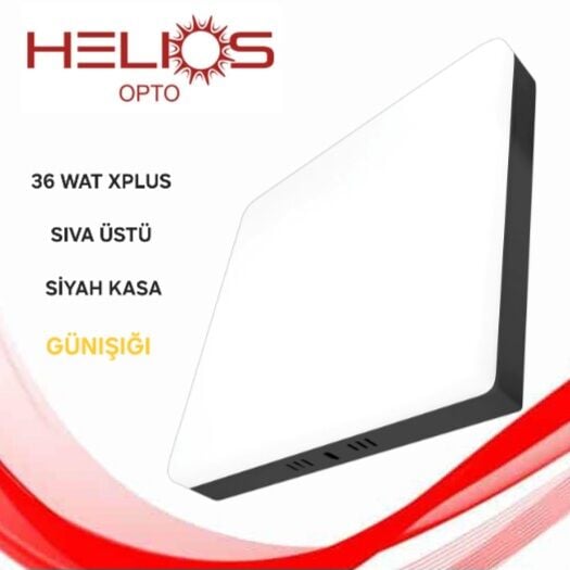 HELIOS 36 WAT XPLUS SIVA ÜSTÜ KARE SİYAH KASA GÜNIŞIĞI