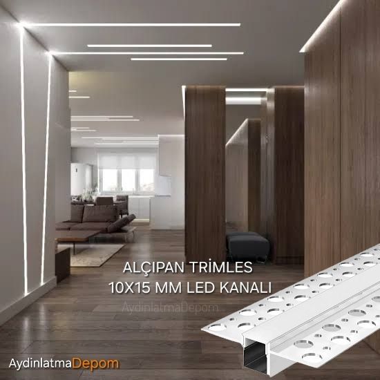 Alüminyum Trimless Alçıpan 10X15 Sıva Altı Led Kanalı