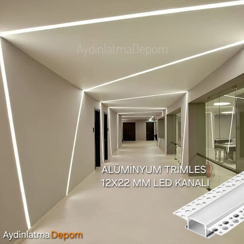 Alüminyum Trimless Alçıpan 12X22 Sıva Altı Led Kanalı