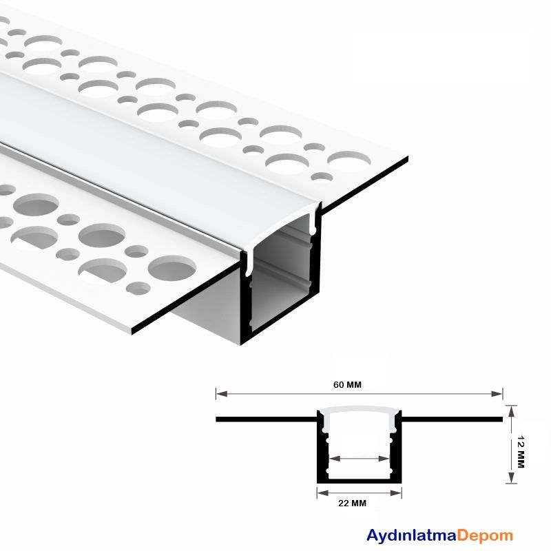 Alüminyum Trimless Alçıpan 12X22 Sıva Altı Led Kanalı