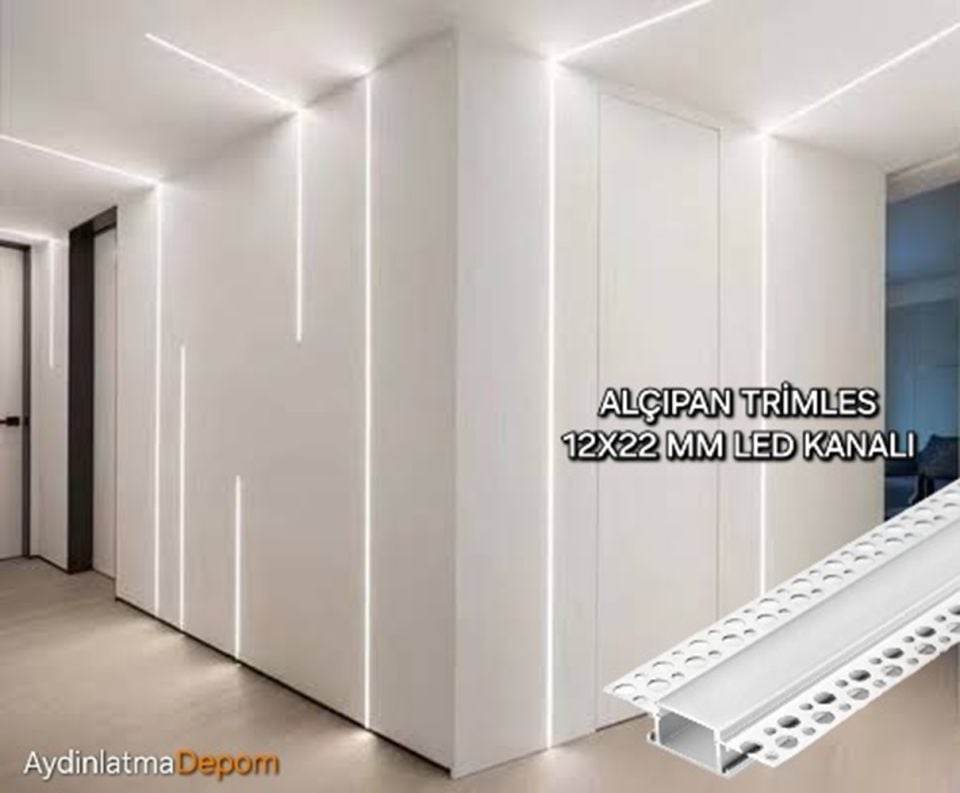 Alüminyum Trimless Alçıpan 12X22 Sıva Altı Led Kanalı