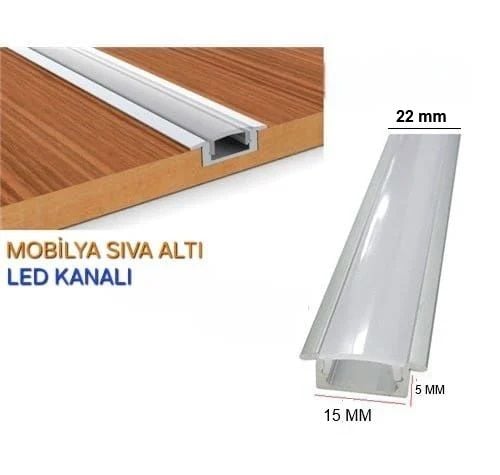 Alüminyum 7x22 MM Mobilya Sıva Altı Led Kanalı