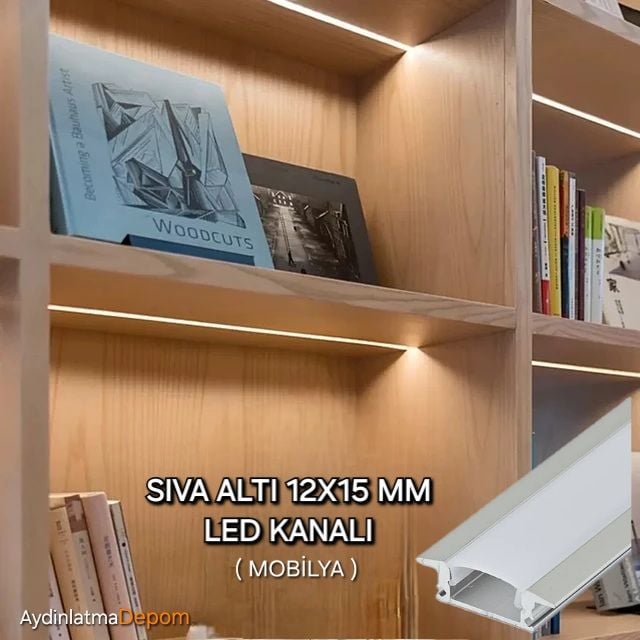 Alüminyum 12x15 MM Mobilya Sıva Altı Led Kanalı