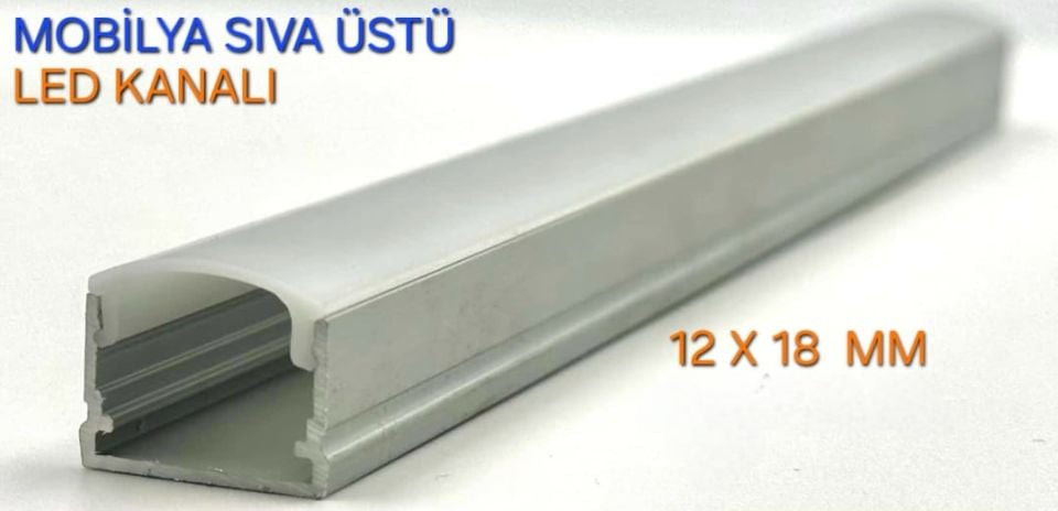 Alüminyum 12x18 MM Sıva Üstü Led Kanalı