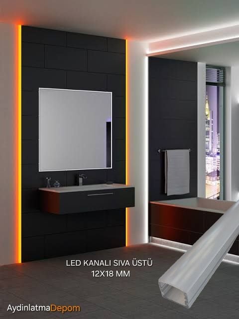 Alüminyum 12x18 MM Sıva Üstü Led Kanalı