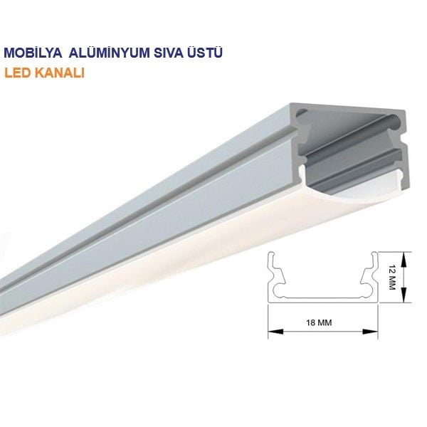 Alüminyum 12x18 MM Sıva Üstü Led Kanalı