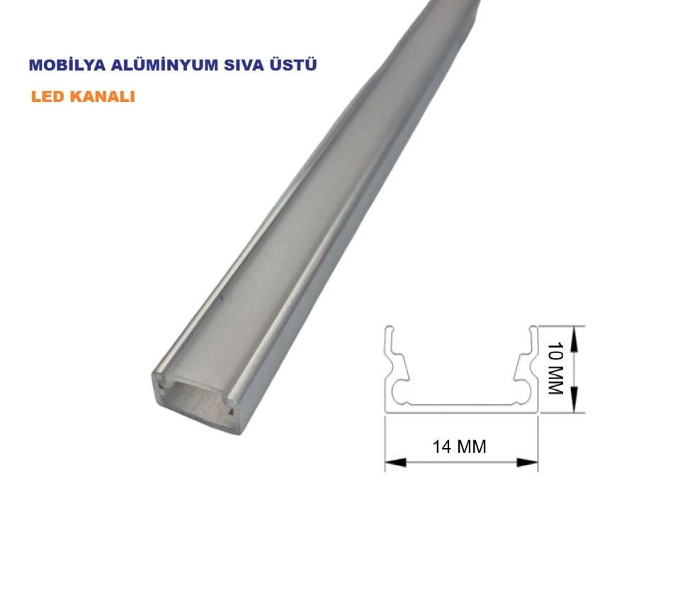 Alüminyum 10x14 MM Sıva Üstü Led Kanalı