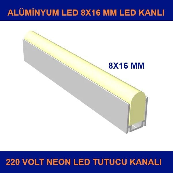 Alüminyum 8x16 MM Neon Led Tutucu Kanalı