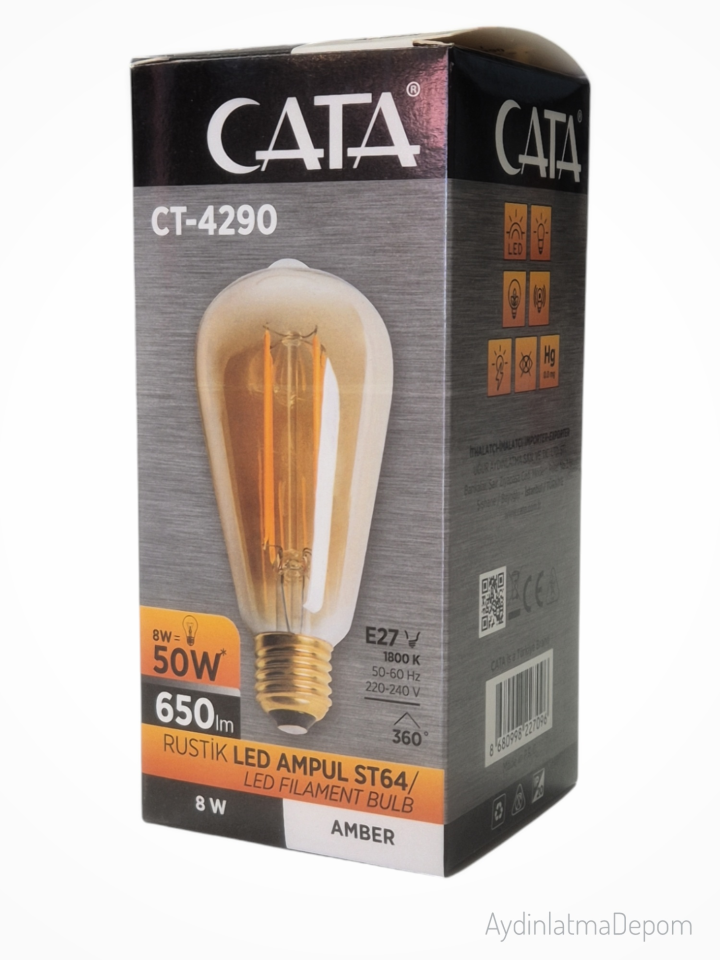 Cata Uzun Flament 8 Watt Rustik Led Ampul