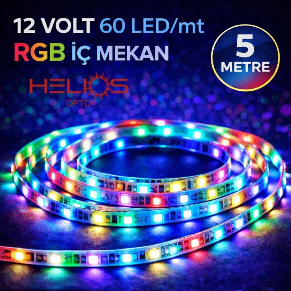 HELİOS 12V RGB İÇ MEKAN ŞERİT LED (5 METRE )