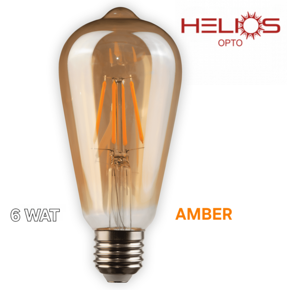 HELİOS 6 WAT RUSTİK ST64 ARMUT AMPUL AMBER
