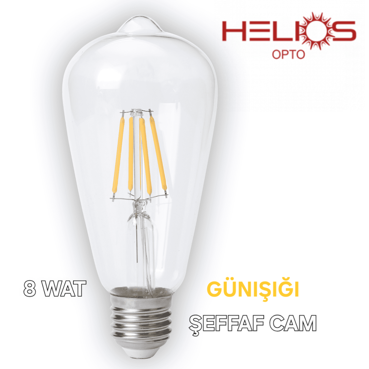HELİOS 8 WAT RUSTİK ST64 ARMUT AMPUL GÜNIŞIĞI