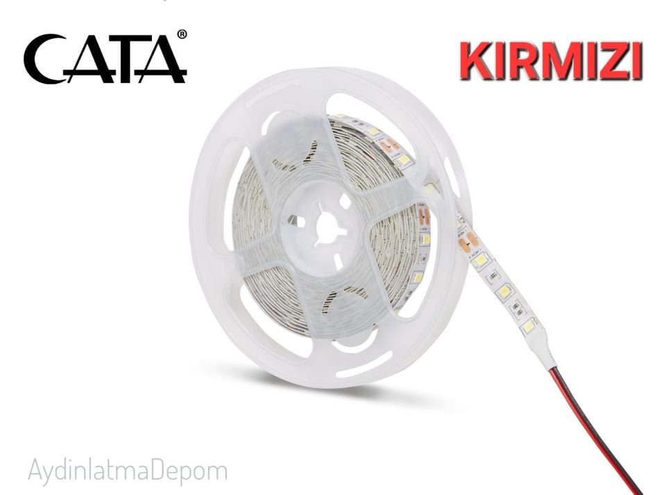 Cata 12V Çip Şerit Led İç Mekan Kırmızı ( 5 METRE )