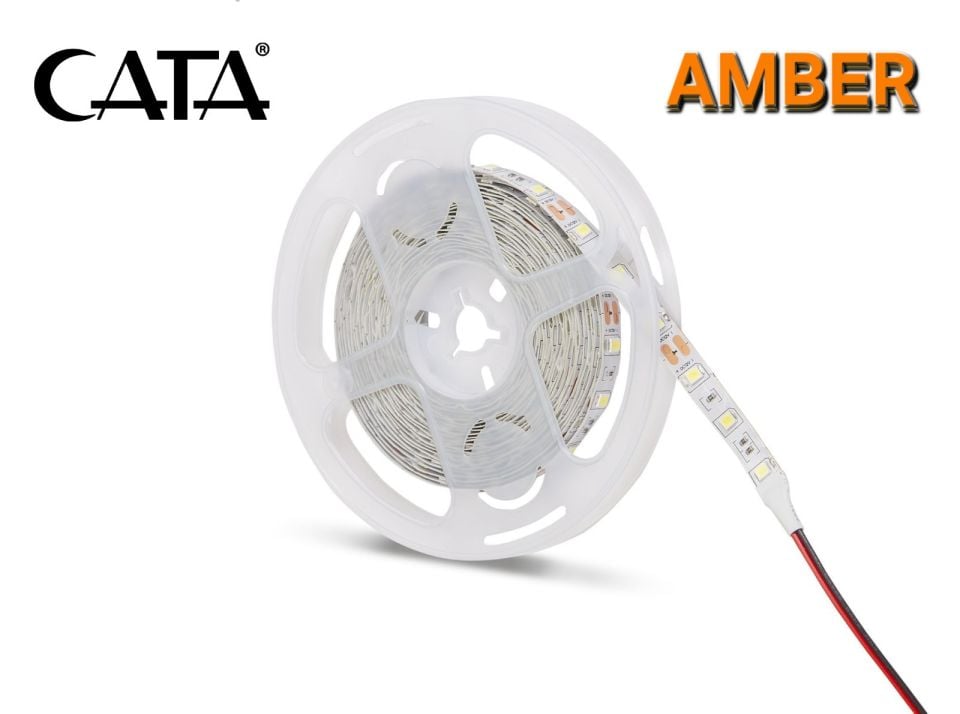 Cata 12V Çip Şerit Led İç Mekan Amber (5 METRE )