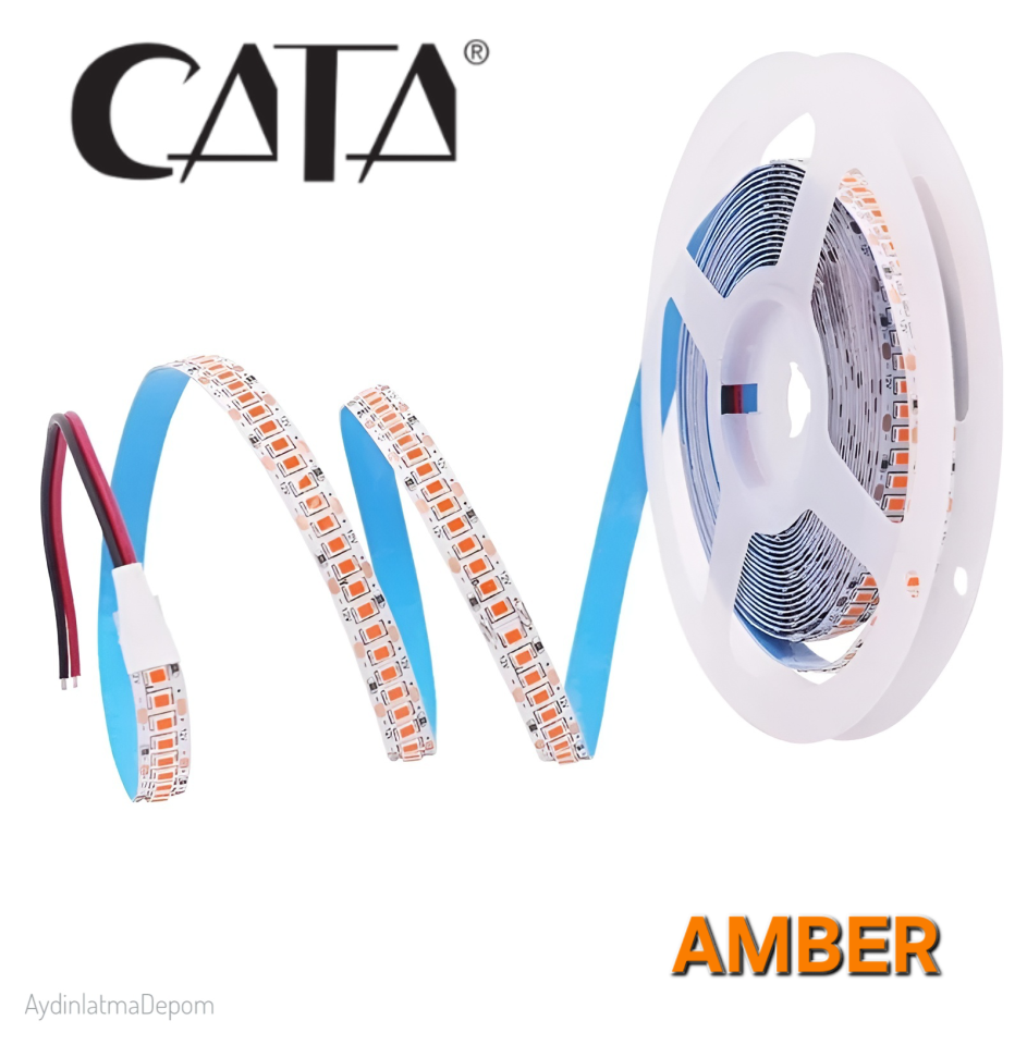 Cata 12V 240 Çipli İç Mekan Şerit Led Amber (5 METRE)
