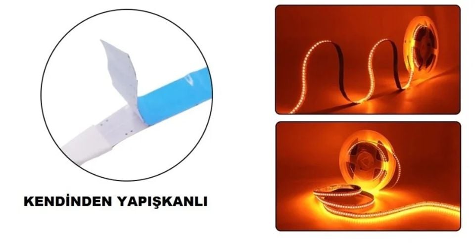 Cata 12V 240 Çipli İç Mekan Şerit Led Amber (5 METRE)