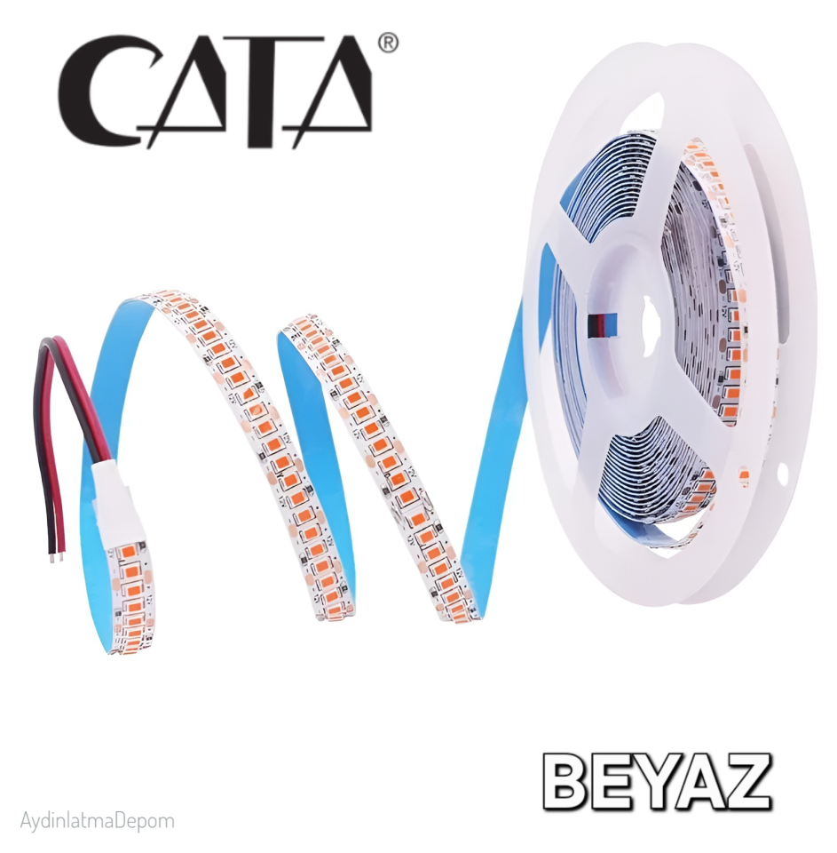 Cata 12V 240 Çipli İç Mekan Şerit Led Beyaz Işık (5 METRE)