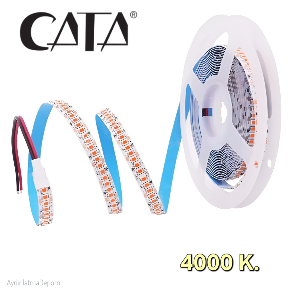 Cata 12V 240 Çipli İç Mekan Şerit Led 4000 K (5 METRE)