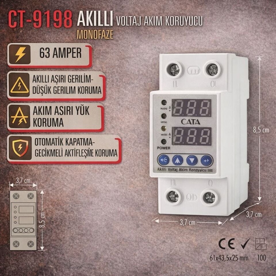 CATA AKILLI VOLTAJ VE AKIM KORUYUCU ( MONOFAZE)