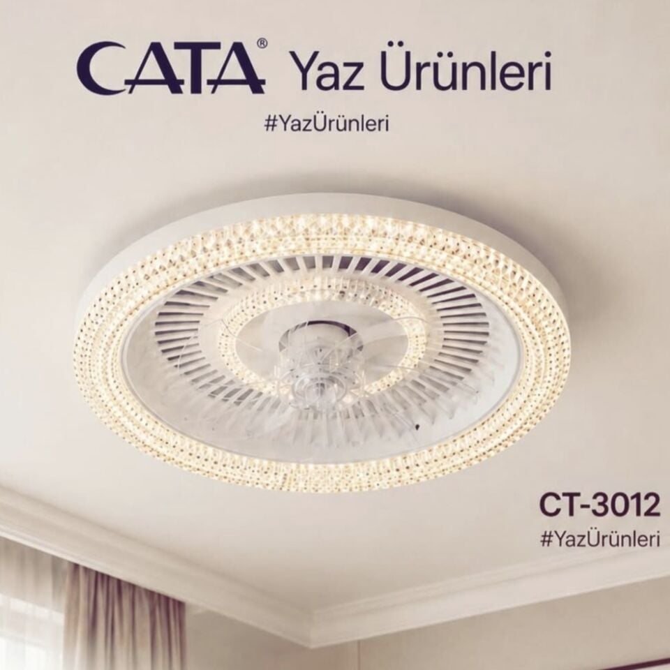 CATA Kristal Ledli Tavan Vantilatörü 3 renk
